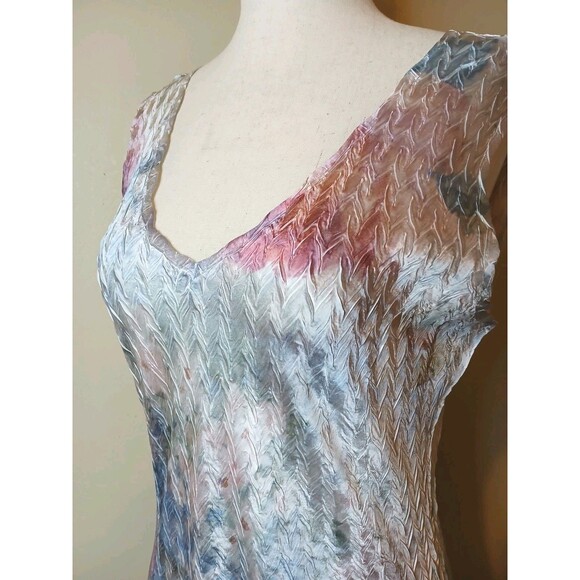 Komarov Dress Sz XL Charmeuse Pastel Floral Midi Slip Sleeveless Slip-on NWT - Picture 2 of 16